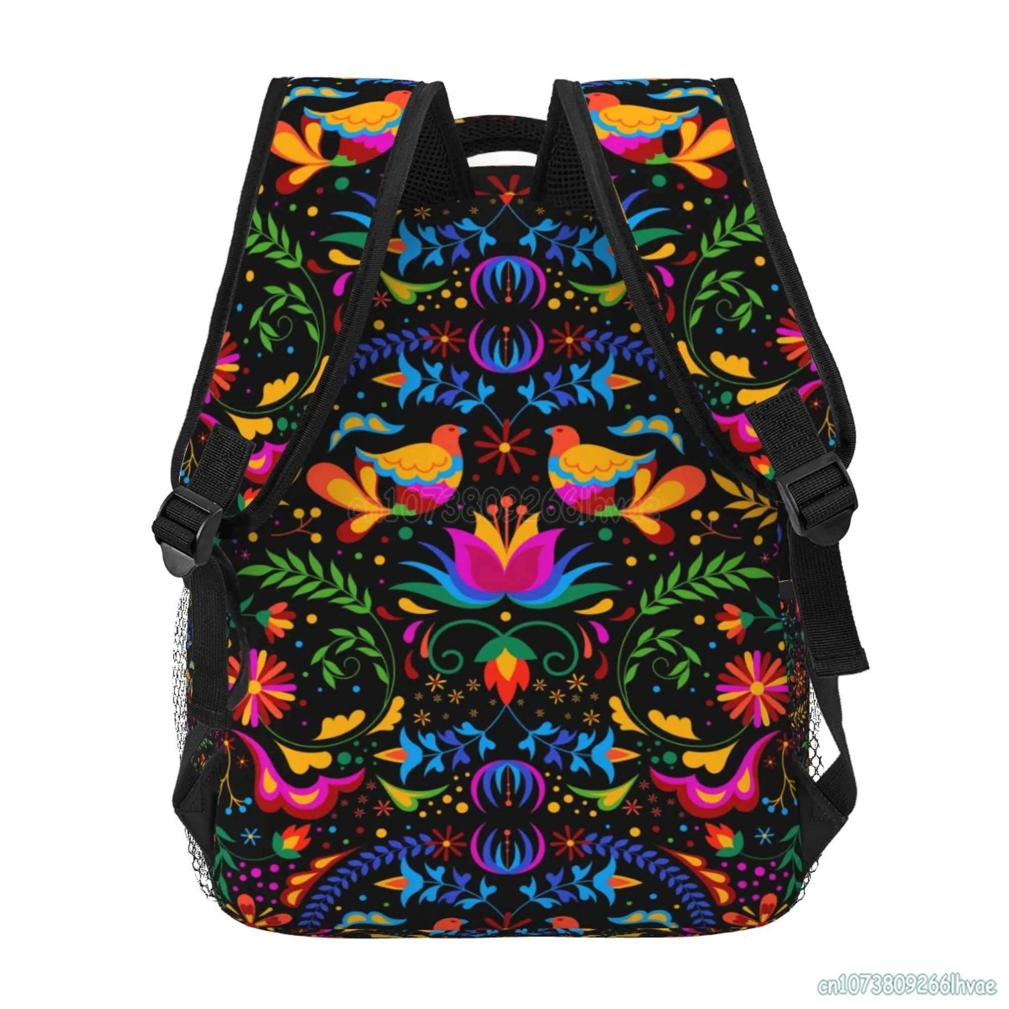 Sac à dos à motif ethnique pour femme, sac à dos personnalisé, léger et décontracté, sac à dos pour ordinateur portable, sac de jour pour la randonnée, la salle de sport et les voyages, fleurs mexicaines