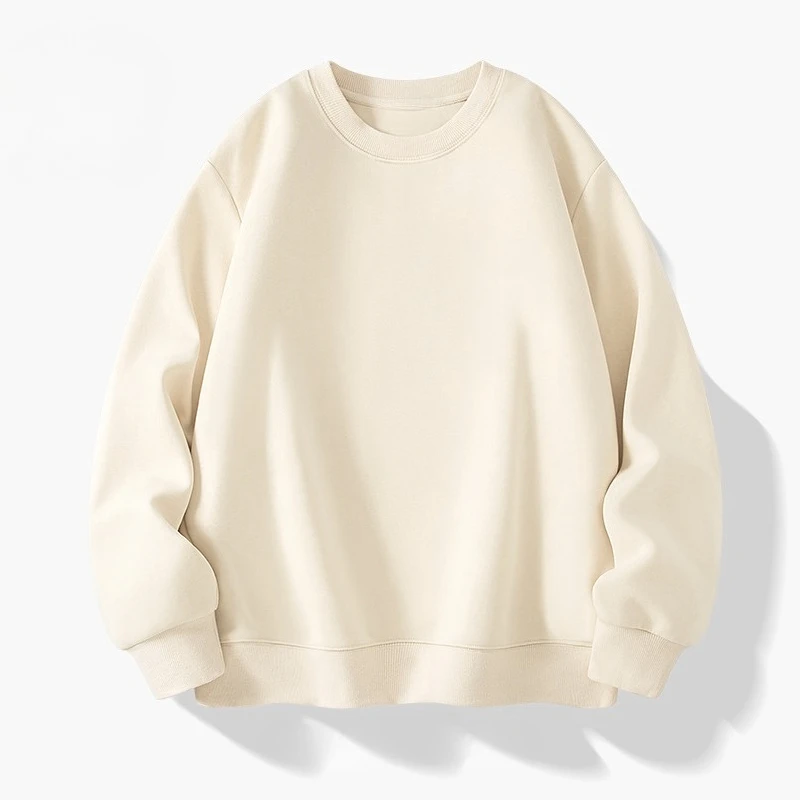 Camisa de camada base solta e casual com design versátil e elegante para tops outono inverno moletom com gola redonda de cor sólida