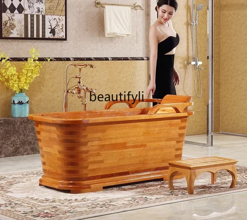 

ss K178 ss25 Solid wooden bucket beauty salon bath tub bath bucket adult bath tub bucket thickened bathtub wooden bathtub