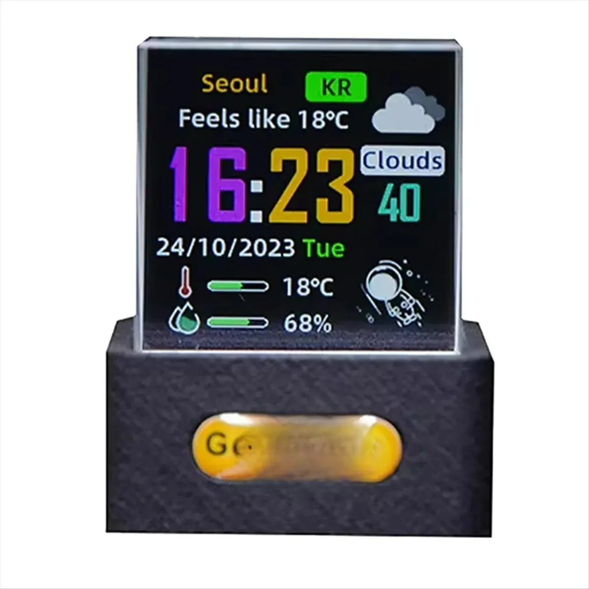 

Customizable GeekMagic Crystal Cube Photo Display Holographic Desktop Smart Weather Station Digital Clock with GIF Animations Al