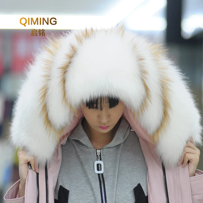 Woman 100% Real Fur Collar For Coats Luxury Warm Natural Fox Winter Scarf Women Large Fur Scarves Male Jackets 75cm 80cm 85cm