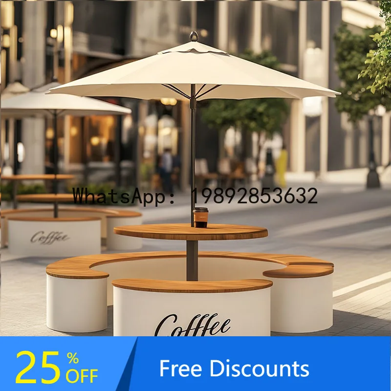 XL Outdoor Stainless Steel Flower Box Seat Combination Commercial Street Seat Stool Combination