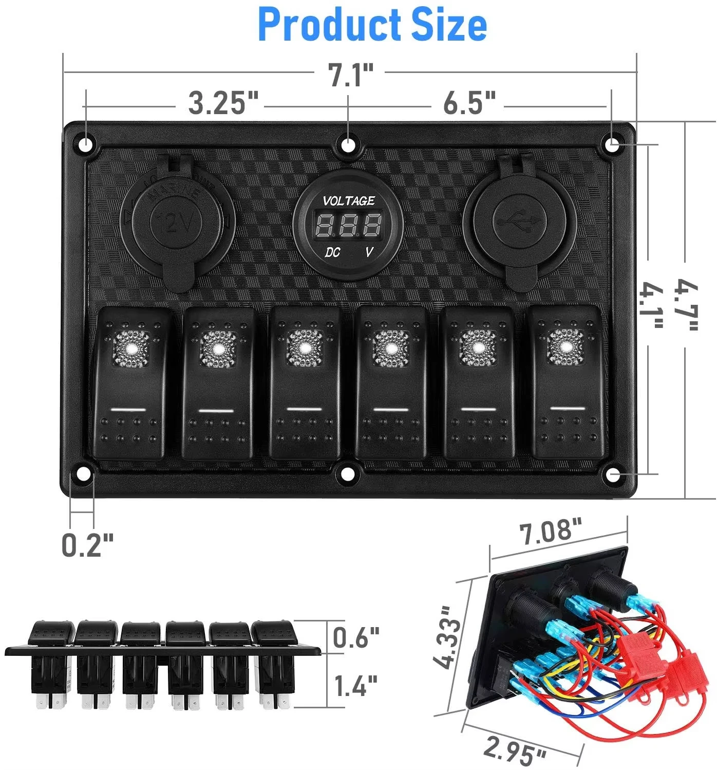 6 Gang Marine Boot Tuimelschakelaar Paneel + USB Lader Poort DC 12/24 V Socket Sigarettenaansteker voor Marine Boot Auto Vrachtwagen