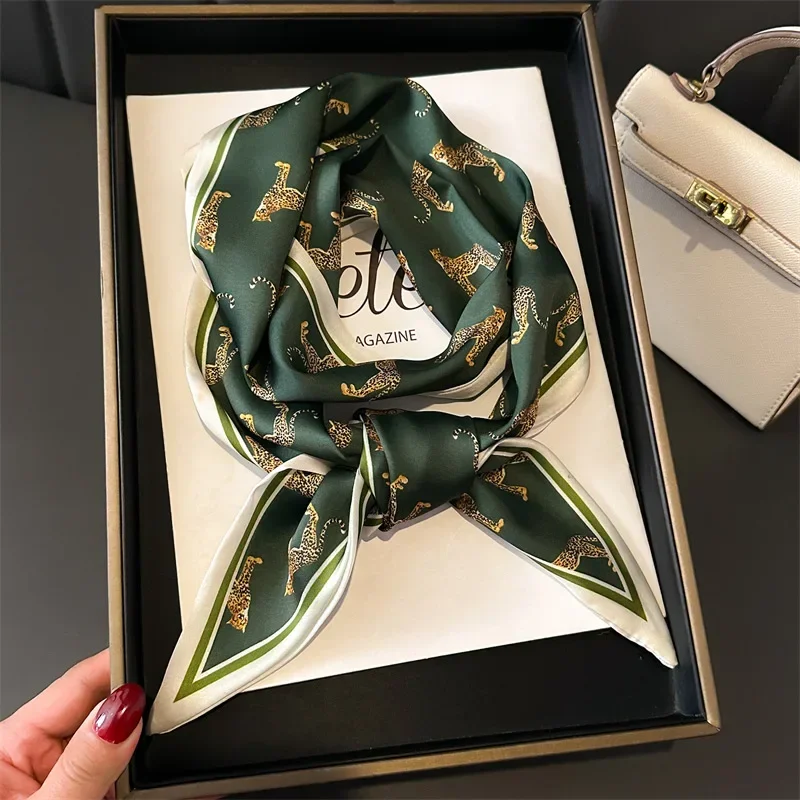 Kopftuch, Haar-Halstücher für Damen, Handtasche, Tasche, Schals für Handtaschen, seidig, lang, dünn, Satin, Kopftuch, modisch – Detail 5