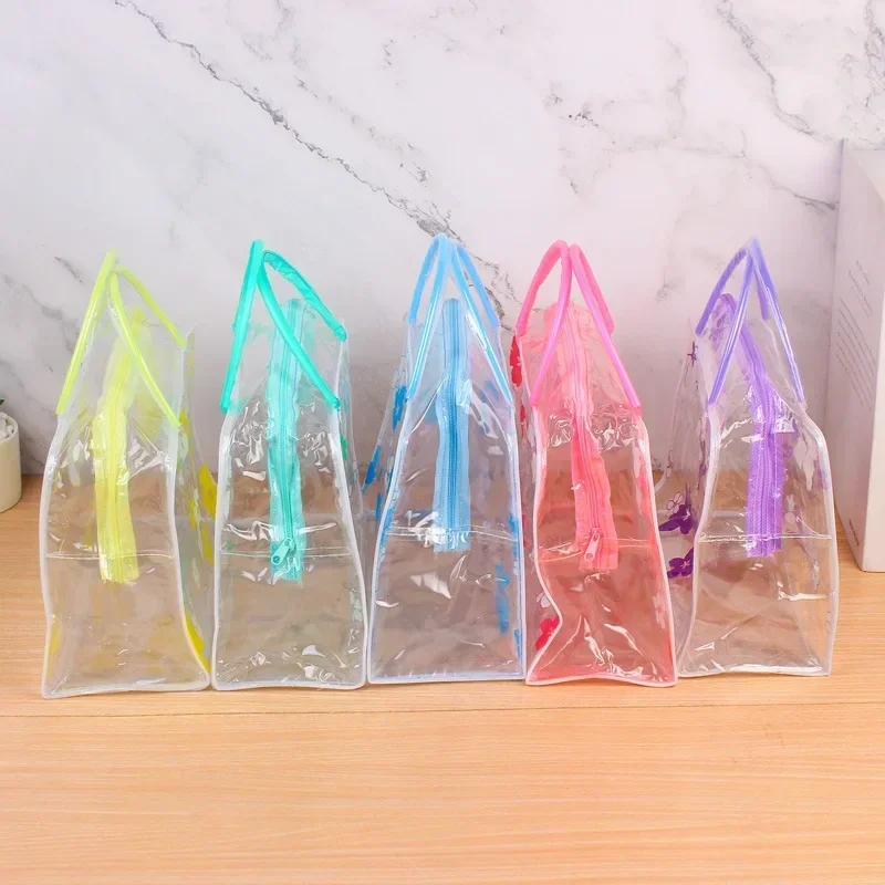 Saco cosmético transparente portátil saco de maquiagem com zíper bolsa de produtos de higiene pessoal cosméticos organizador beleza compõem saco de