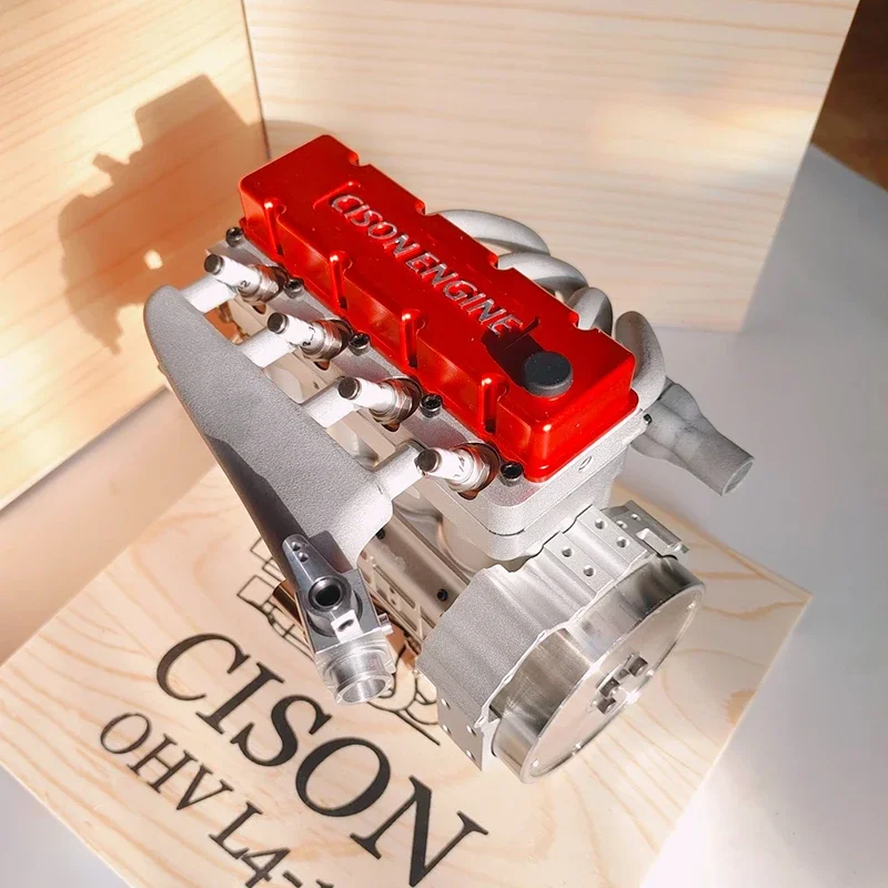 CISON 17CC Inline Four-stroke Gasoline Engine Metal L4-175 V4 Engine Internal Combustion Engine Model Toy for RC Cars Ships