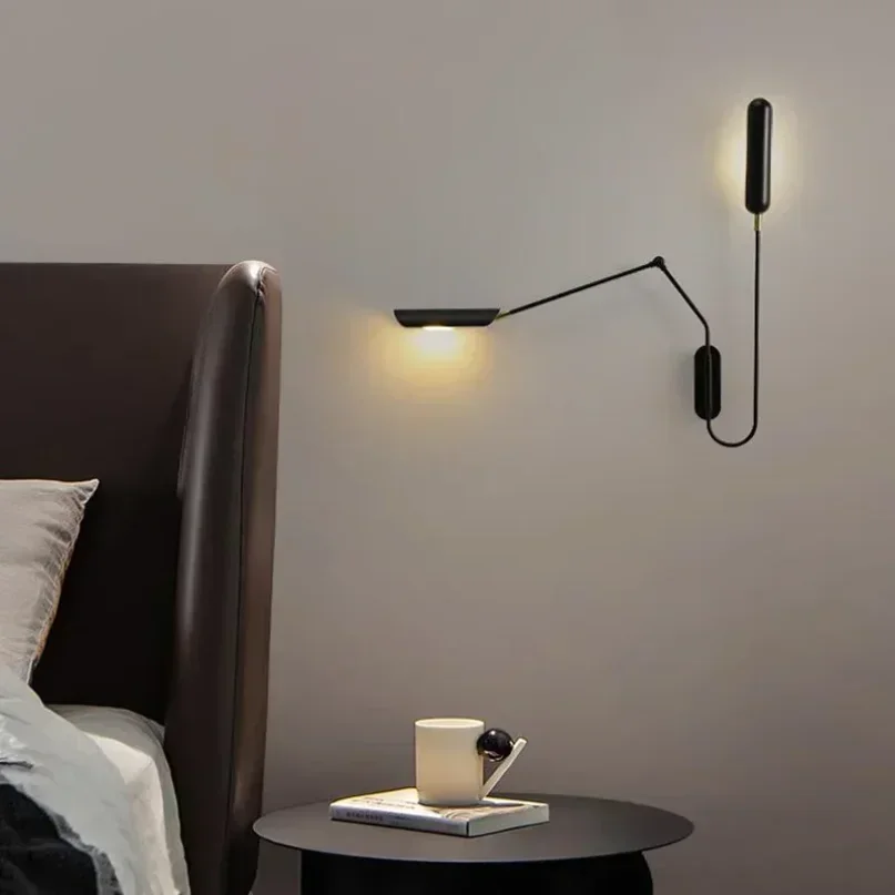 

Industrial Adjustable Switch Wall Lamp Creative Long Arm Reading Bedside Vintage Retro Led E27 Wall Lights Fexibleable Black