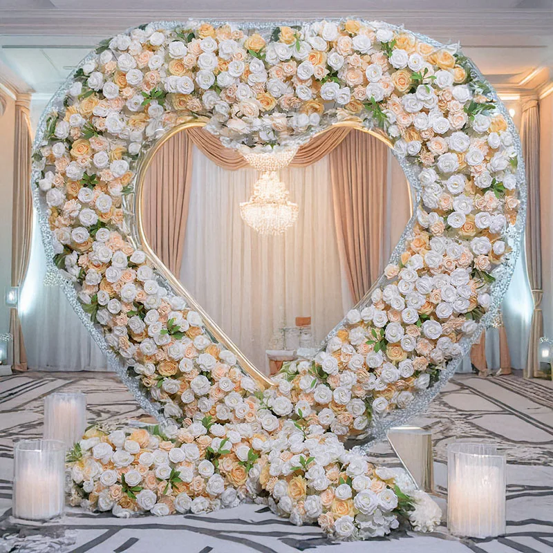 

Champagne Hydrangea Rose Heart Shaped Flowers Tailored for Memorable Proposals Engagement Rites Wedding Arch Flower Rows