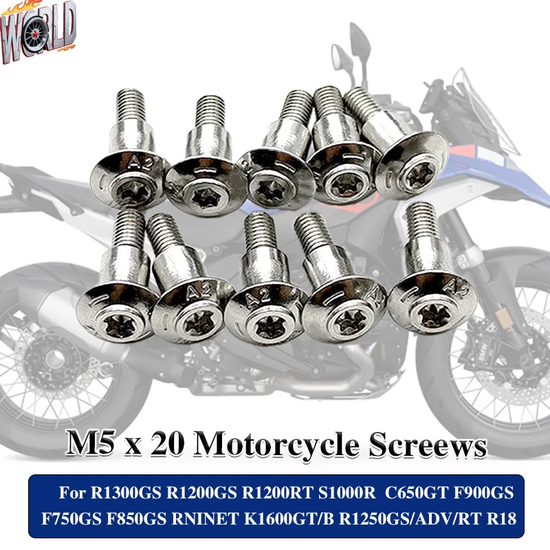 

Motorcycle M5 Screws For R1300GS R1200GS R1200RT S1000R C600 C650GT F900GS F750GS F850GS RNINET K1600GT/B R1250GS/ADV/RT R18