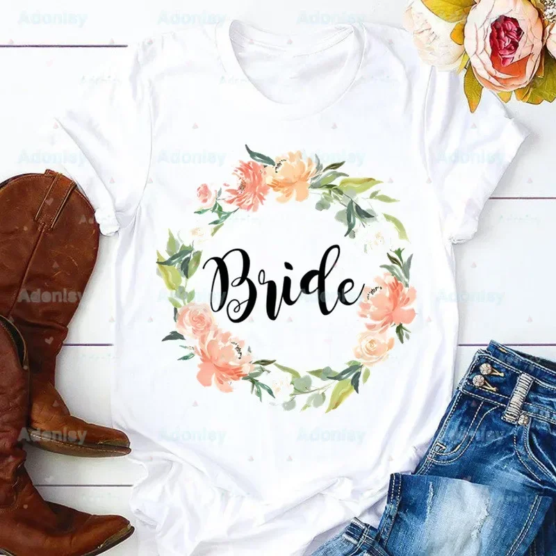 

Bride To Be T Shirt Graphic Bachelorette Decoration Wedding T-shirt Bridal Team Tops Tee Short Sleeve Female Hen Party Tshirts