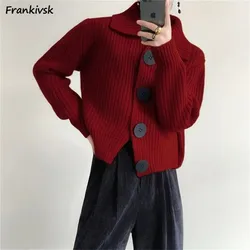 Loose Cardigan Women Turn-down Collar Autumn Winter Elegant Aesthetic Languid Korean Commuting Style Temperament Tender Stylish