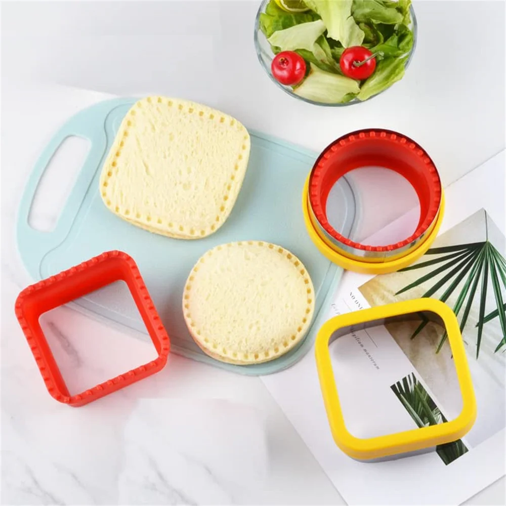 1PCS Geometric Sandwich Cutter and Sealer Set Food-Grade PP Sandwich Cutting Sealing Mould for Children