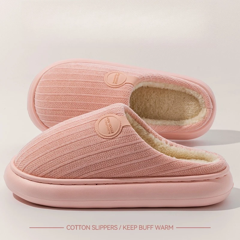 Women's Plush Winter Slippers - Cloud Comfort Fleece-Lined House Shoes, Thick Sole Anti-Slip Couple Slippers for Indoor Home image 3