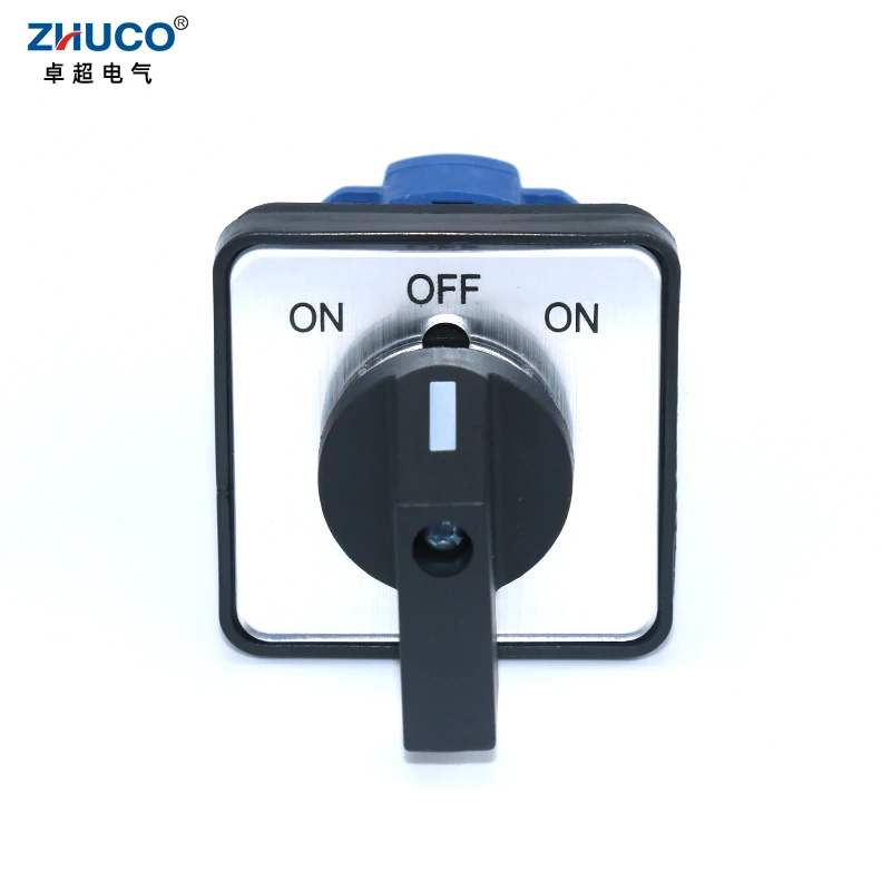 

ZHUCO SZW26/LW26-20 20A 660V 1 Pole ON OFF ON D101.1 64X64 48X48 mm Panel mount Changeover Selector Universal Rotary Cam Switch