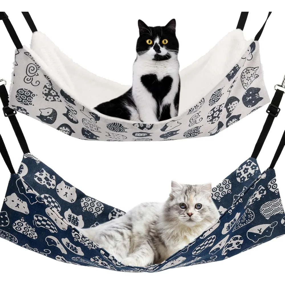 

Cat Cage Hammock, Double-sided Flip-up, 2-pack, Adjustable, Soft and Comfortable, Pet Hammock