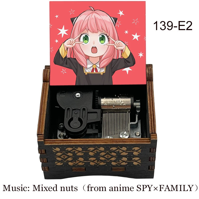 SpyFamily Opening Song《Mixed Nuts》18-Tone Music Box Wooden Home Decor Ornament Holiday Birthday Party Gift for Friends