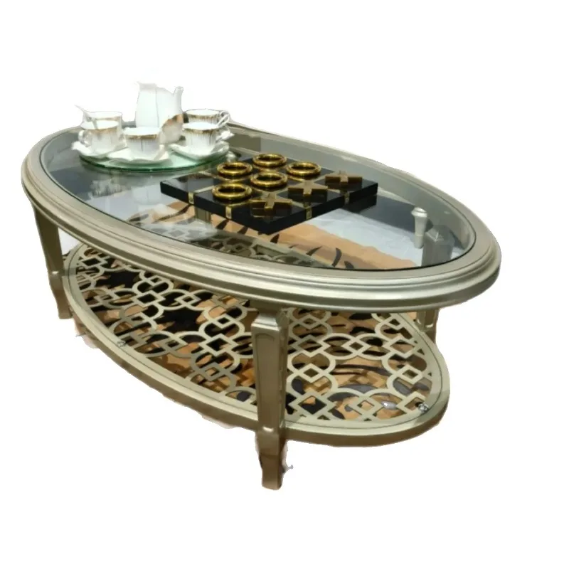 

Tempered glass coffee table, small apartment light luxury modern tea table, living room home, American square oval