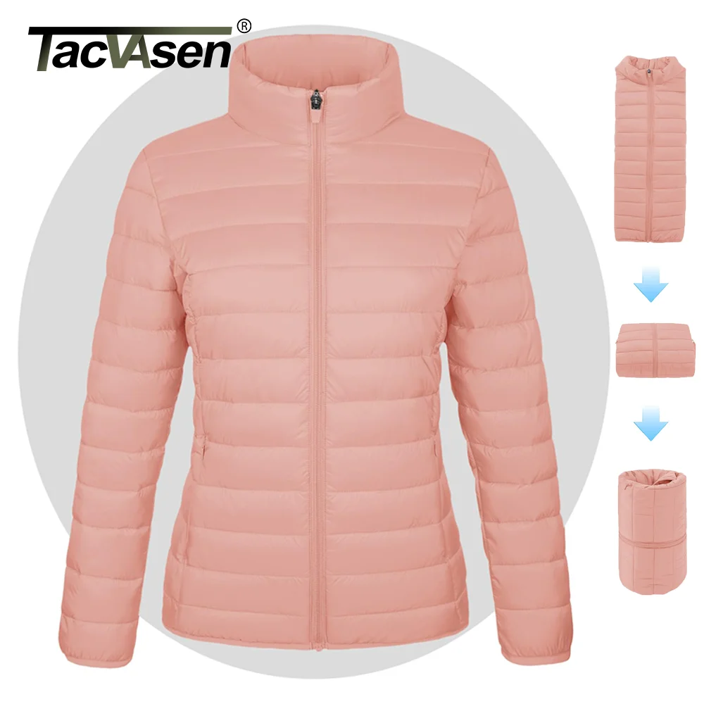 TACVASEN Quilted Lightweight Jacket Womens Winter Warm Zipper Coats Packable Puffer Outerwear Streetwear Outdoor Jacket  Female