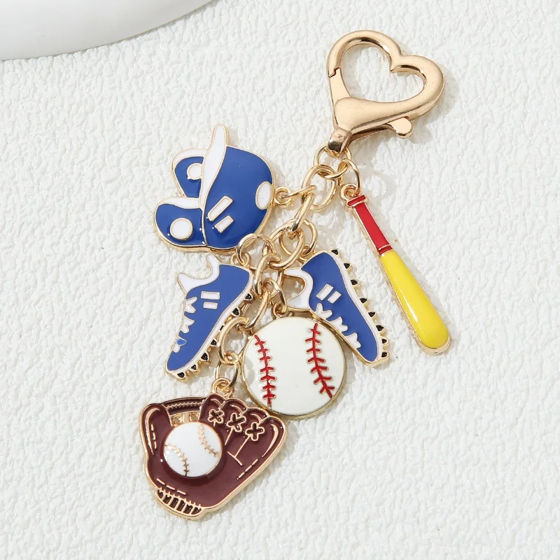 Classic Baseball Helmet Sneakers Enamel Keychain Cute Cartoon Sports Key Ring For Women Men Love Sport Friendship Handmade Gift
