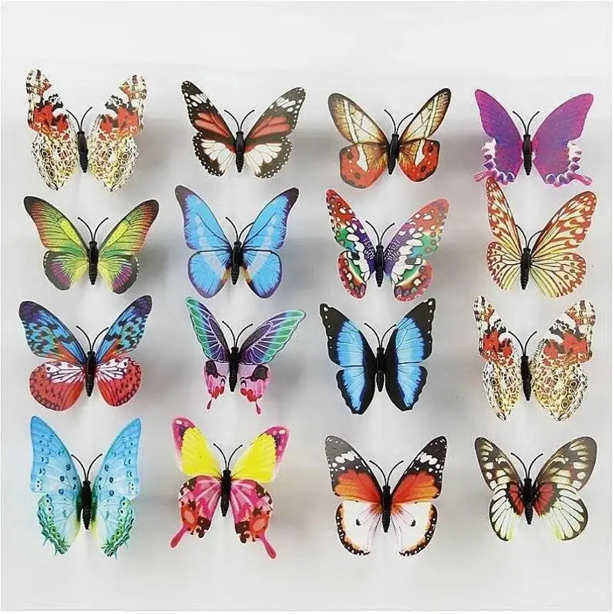 1 Pcs 10CM Luminous Butterfly PVC Simulation Butterfly Magnetic Home Decoration Children's Room Living Room