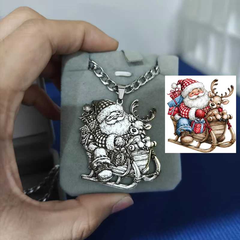 Christmas Day Custom Photo Personal Design Logo Necklace Personalized Christmas Style Stainless Steel Necklace Best Friend Gifts