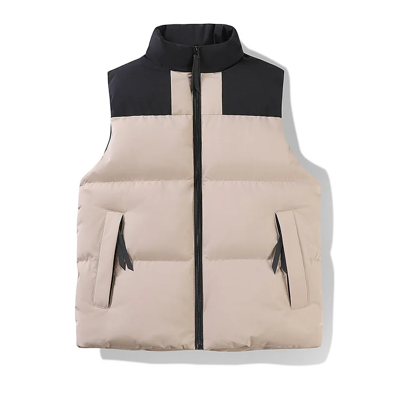 

2023 Men Winter Warm Waistcoats Men Thickened Stand Collar Vest Oversized Jackets Puffer Vest Sleeveless Zipper Coat