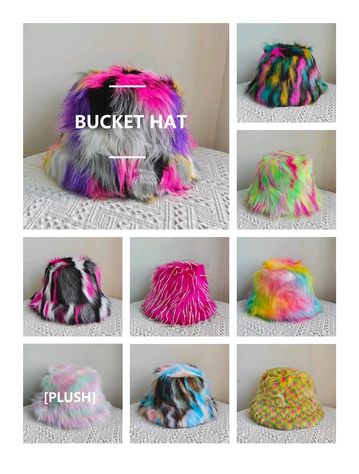 2025 Faux Fur Hat Women's Elegant Autumn and Winter Fur Fisherman Hat Korean Senior Warm Bucket Hat Colorful and Gorgeous Hat