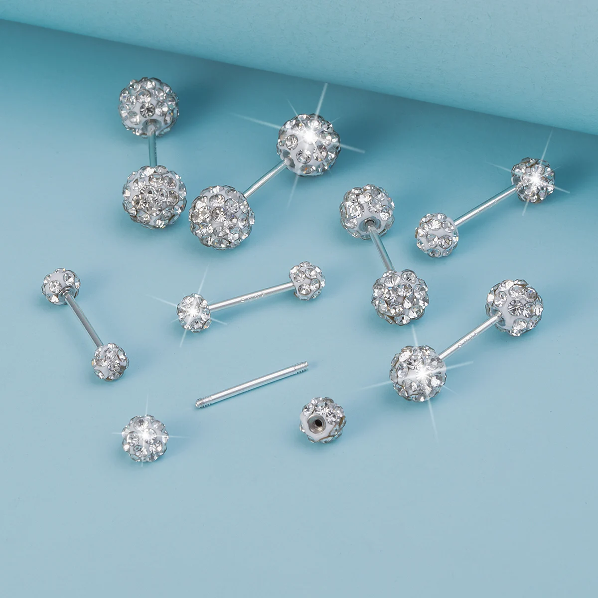 1 Pair Crystal Disco Ball Stud Earrings Cartilage Tragus Daith Helix Conch Piercing Ear Stud Accessory Fashion Jewelry Gift 20G