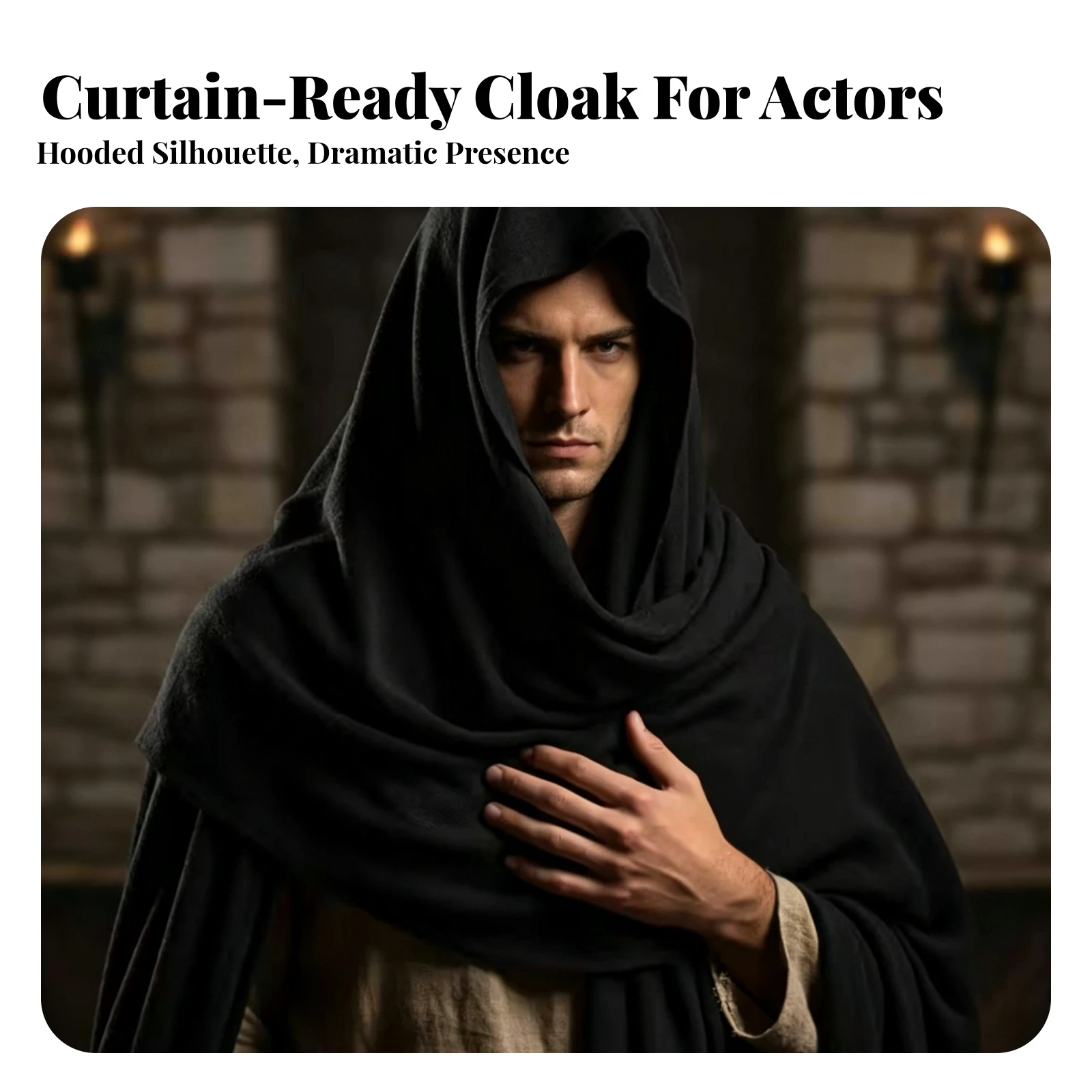 Hooded Cloak Comfortable Linen Cloak Cape Lightweight Costume Authentic for Cosplayers, Medieval Fairs, Halloween