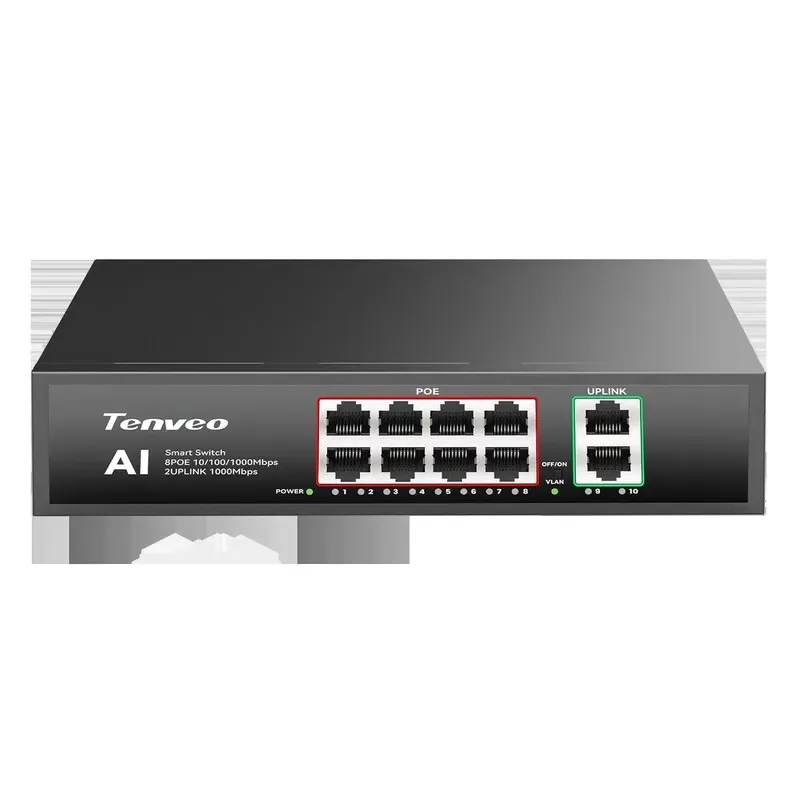 Hot Sale Tenveo POE8 1000Mbps 8Power Supply Ports POE Switcher for PTZ Conference Camera