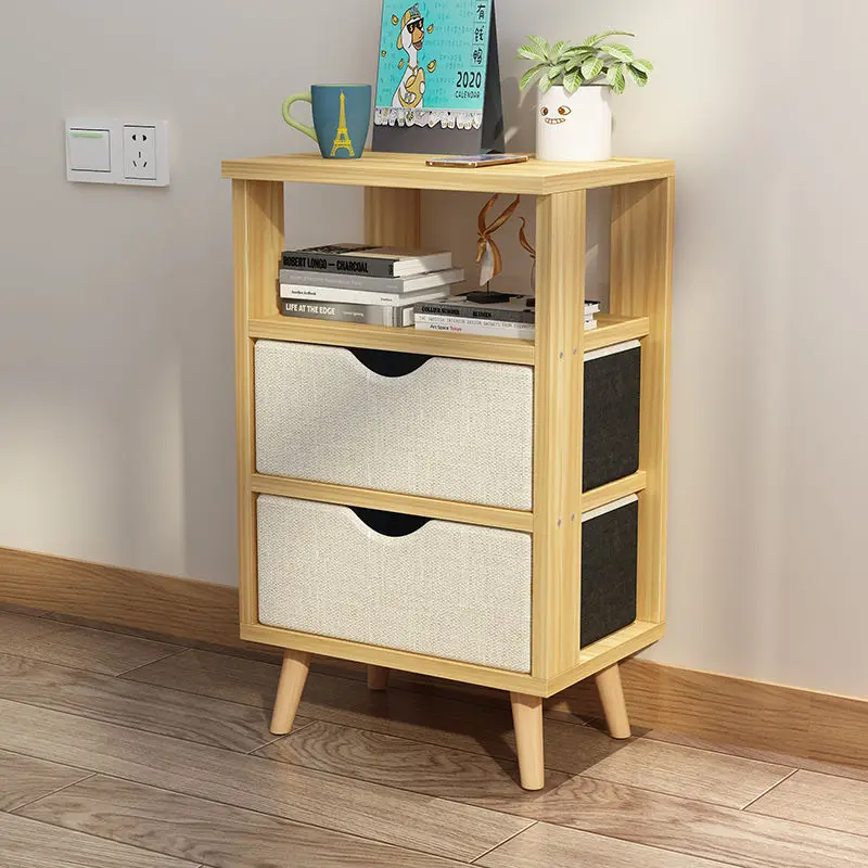 Nordic bedside tables, bedside storage cabinets in bedrooms, modern minimalist shelves, multi-storey economical storage