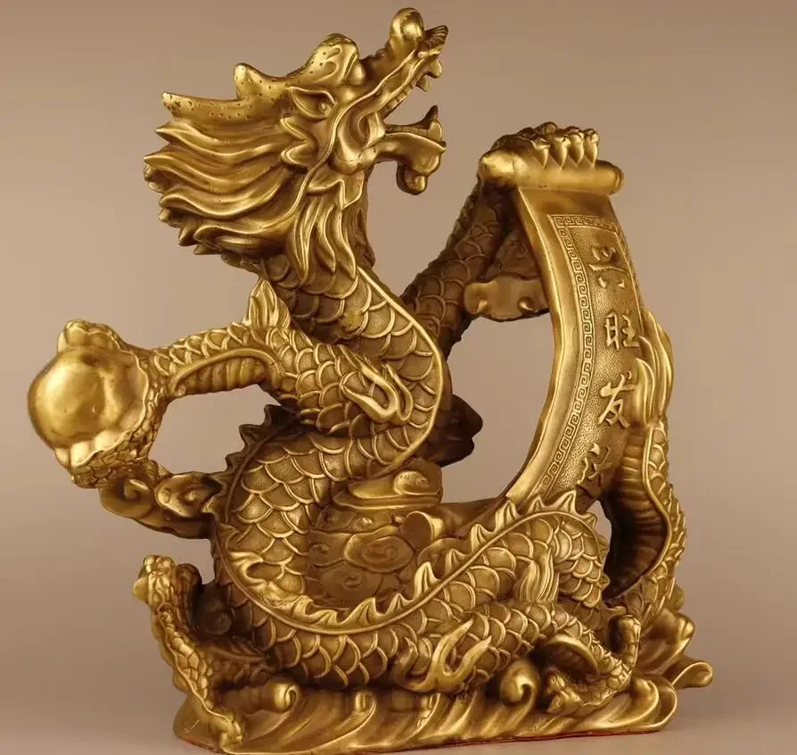 Metal Prosperity and Development, Hanlong Wave Dragon 33 * 13 * 34 cm Decorative Decoration, Home, Office, Cultural and Creativ