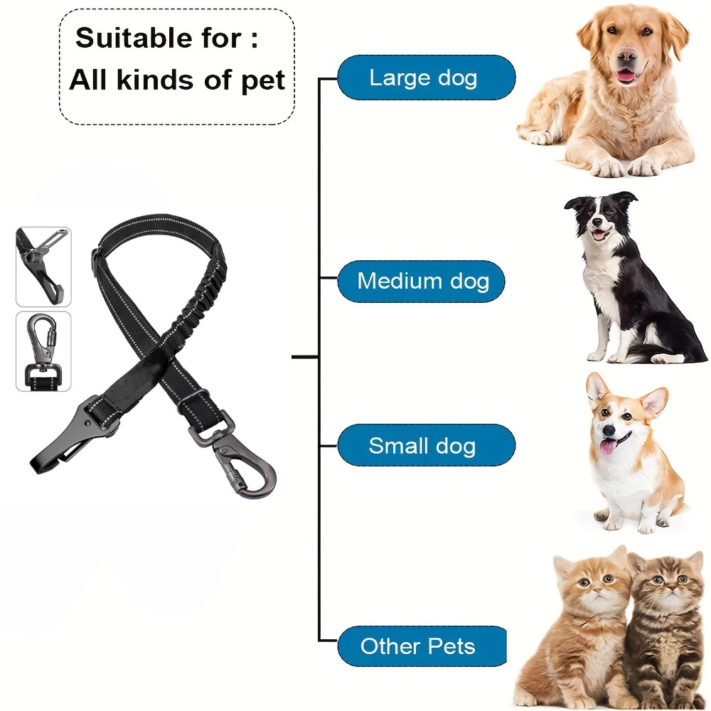 Car Pet Seat Belt Multi-functional Elastic Retractable Cat Leash with Locking Buckle Large Dog Explosion-proof Punch Reflective