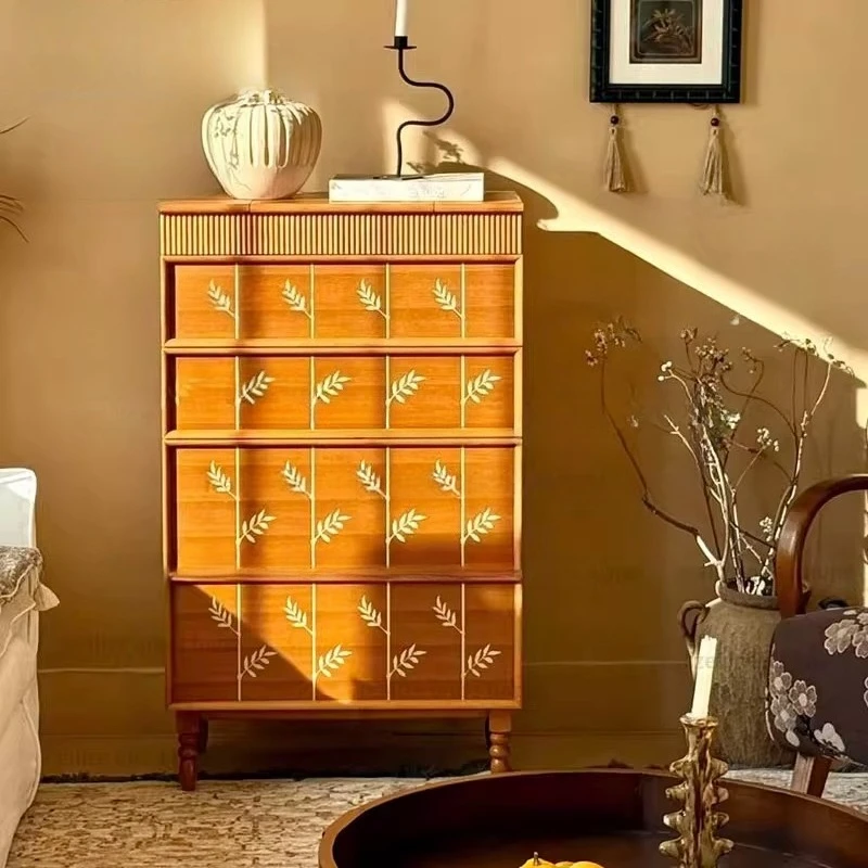 

Medieval solid wood chest, decorative cabinet, retro living room high cabinet, locker, bedroom storage cabinet