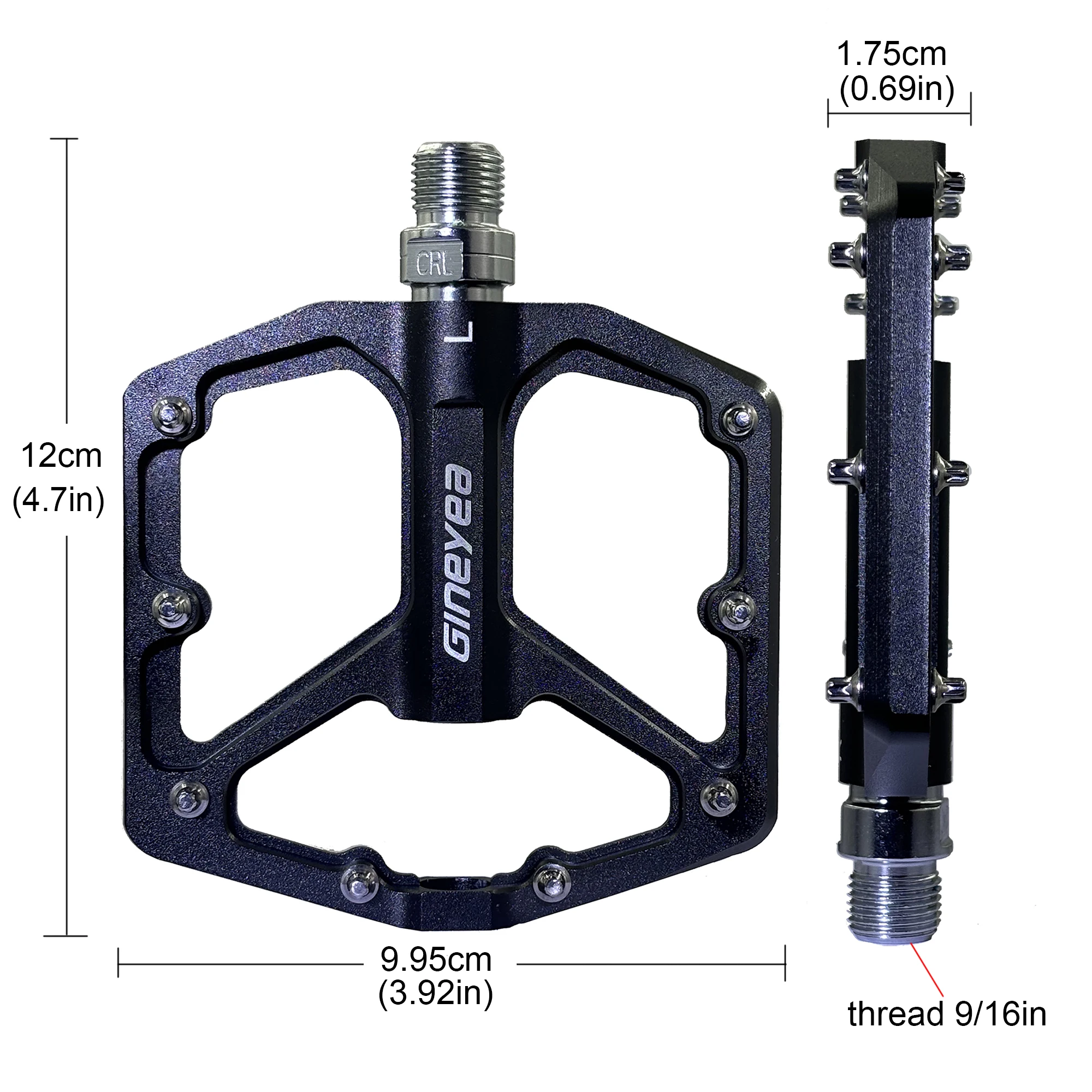 Gineyea Aluminium Alloy Bike Pedals, Seal Bearing Anti Slip Large Platform Flat Pedals Mountain Bike Road Bike BMX accessories image 4