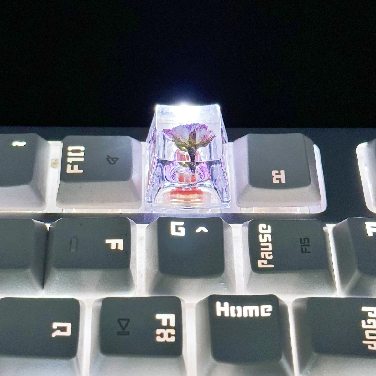 kk-cokio DIY personality drop glue transparent flower key cap Rose real flower resin cross axis mechanical keyboard key cap 1pcs