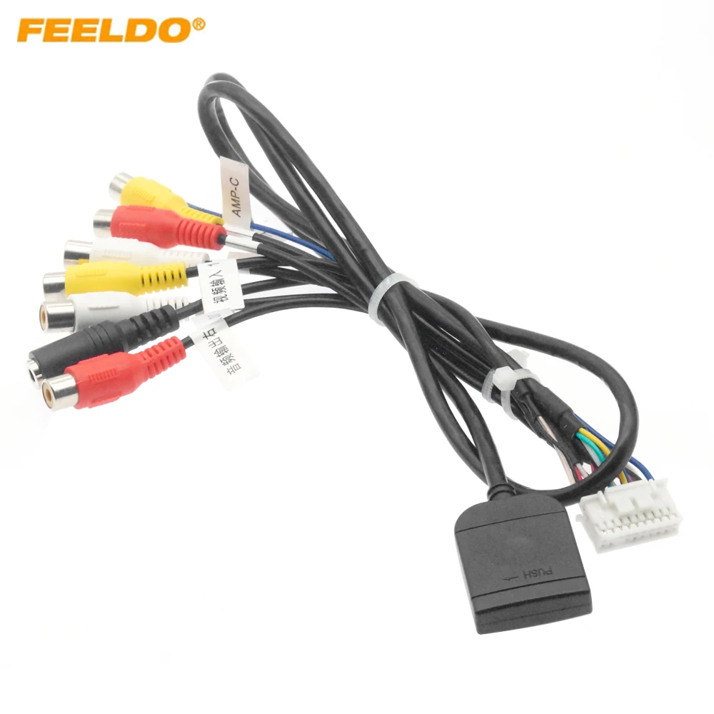 

FEELDO 20pin Extended Interface Cable With RCA AUX-IN/OUT Audio/Video MIC Receptacle And SIM Slot For Android Head Unit Stereo