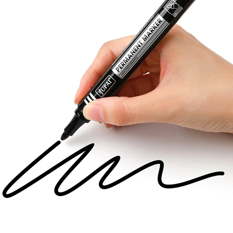 Waterproof Marker Pen Oil Permanent Dual Tip 2.8 mm Nib Black Blue Red Art Marker Pens School Office Stationery - view 4
