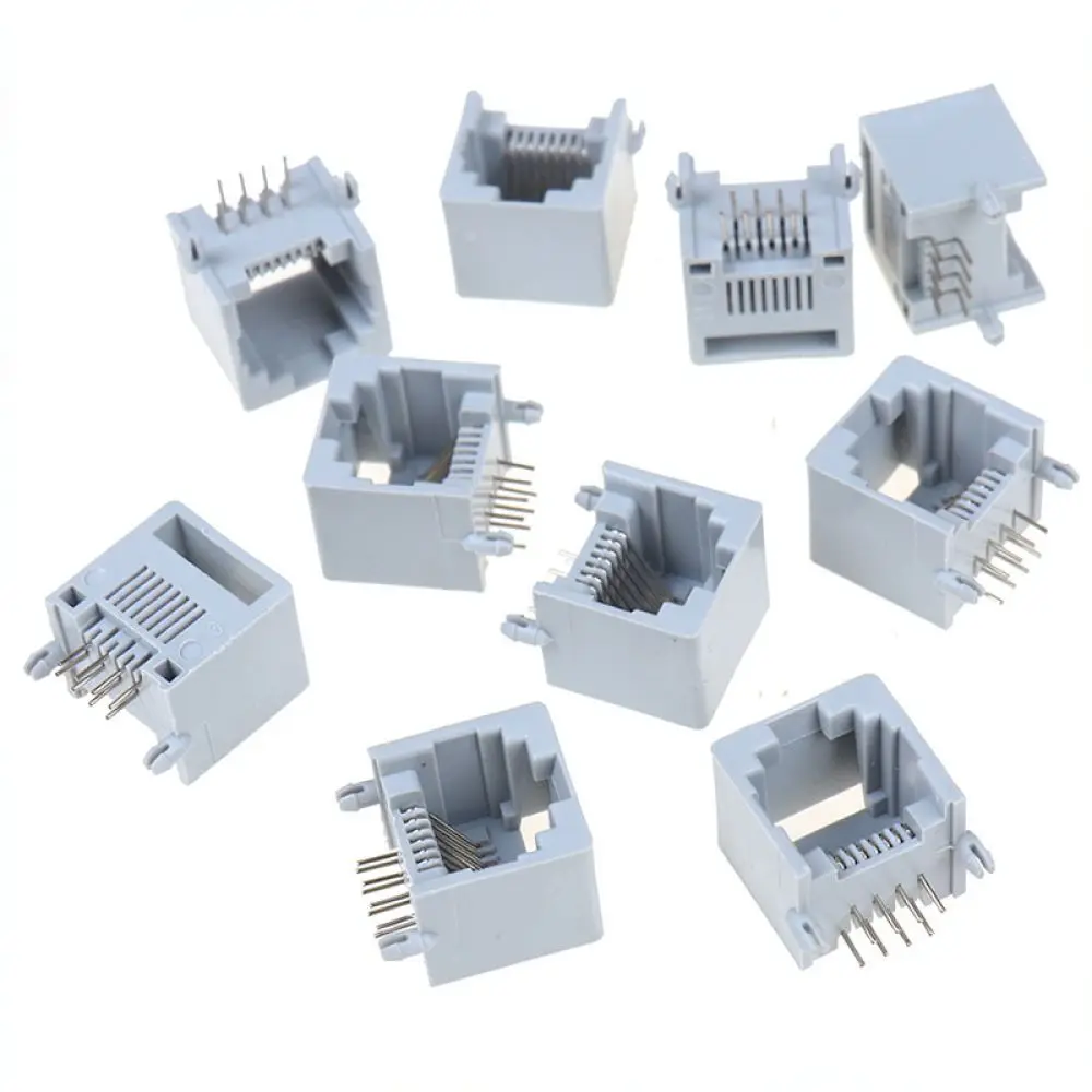 Network Wall Socket RJ11 RJ45 Jack 8P8C Modular Connector Gray Telephone Port Ethernet Interface Communication Wiring