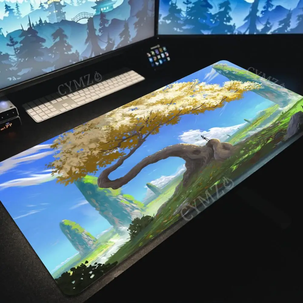 لوحة ماوس كبيرة مذهلة على شكل شجرة الحياة، لوحة ألعاب مكتبية غير قابلة للانزلاق، ملحقات مكتبية بحافة مخيطة، حصيرة ماوس، سجادة لعب سحرية