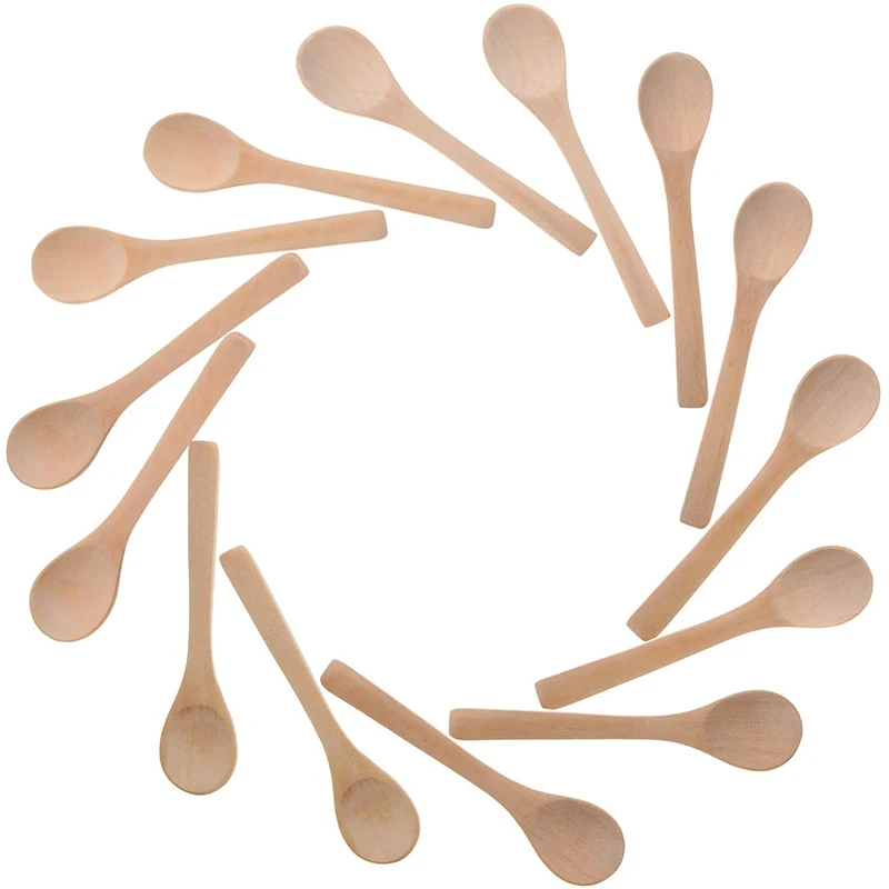 30 Pieces Mini Wooden Spoon Small Soup Spoons Serving Spoons Condiments Spoons Wooden Honey Teaspoon Wood Color