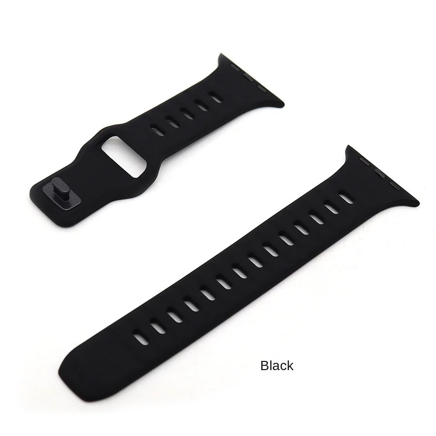 Compatible With Apple Watch Sports Band With Black Square Buckle Solid Color Silicone Strap Watch Band