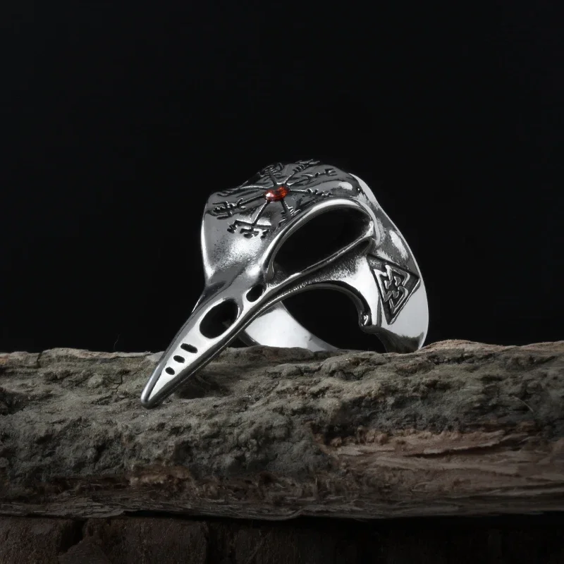 Stainless Steel Nordic Viking Crow Retro Mens Rings Punk For Male Biker Jewelry Boyfriend Gift Creativity Gift Wholesale V008