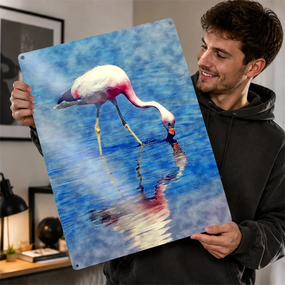 FLAMINGO Poster Retro 3D Printed Metal Signs Customized Wall Hanging Gift for Decor Living Room Decoration Man Home Decorations