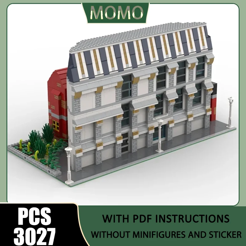 

Moc Building Blocks Big Modular House with Multiple Shops & Apartments Model Technology Bricks DIY Assembly Toys Holiday Gifts