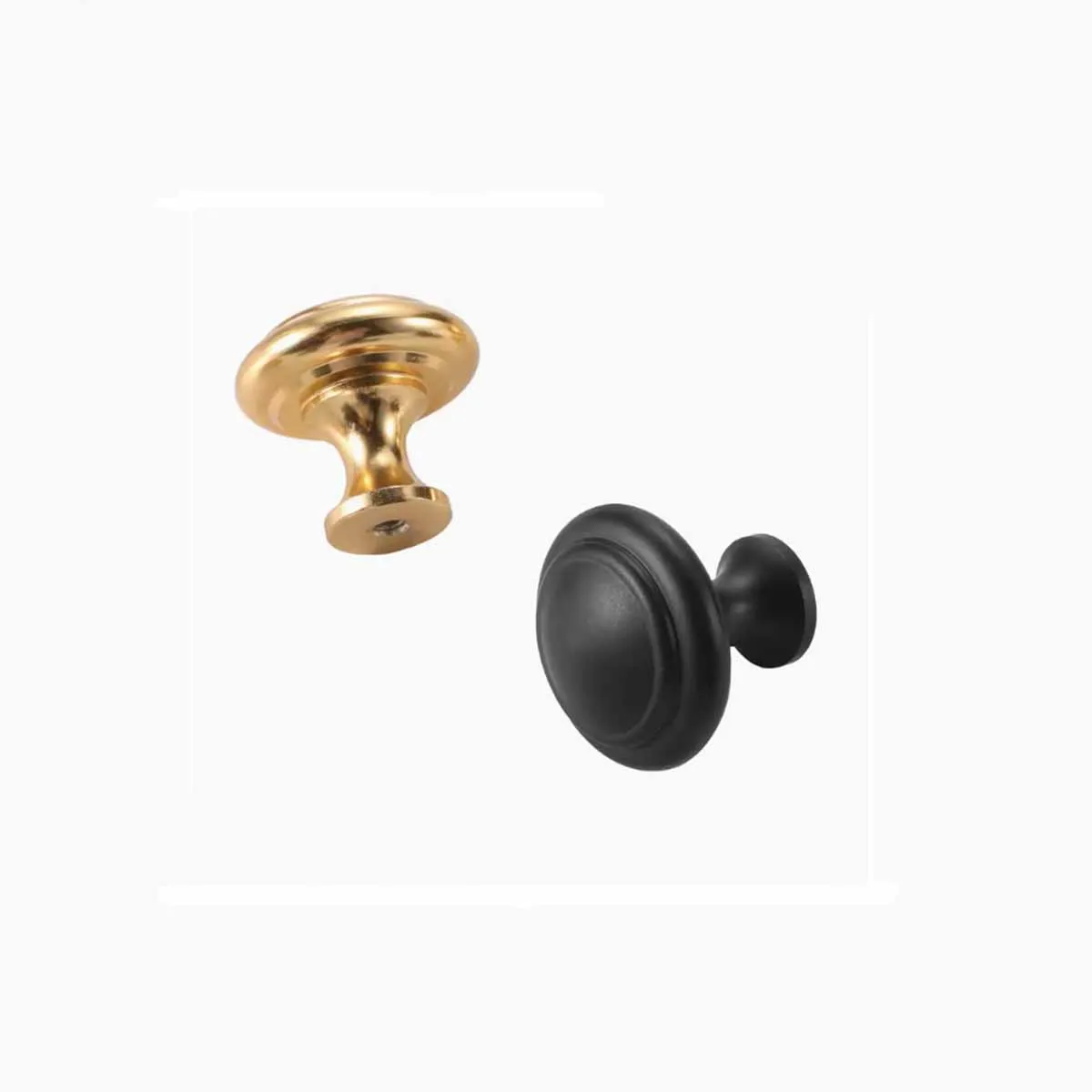 Aluminum Alloy Round Single Hole Handle Bright Gold Black Drawer Wardrobe Door Cabinet Single Handle