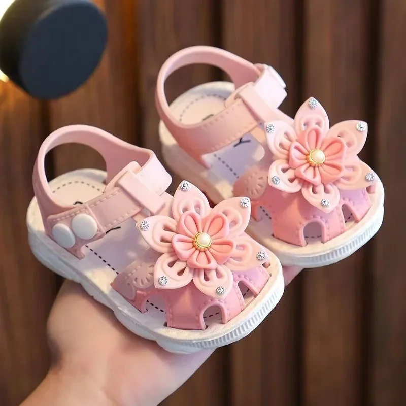 Sandalias de verano para bebés, zapatos de playa para niños pequeños, zapatos de punta cerrada para recién nacidos, sandalias transpirables para