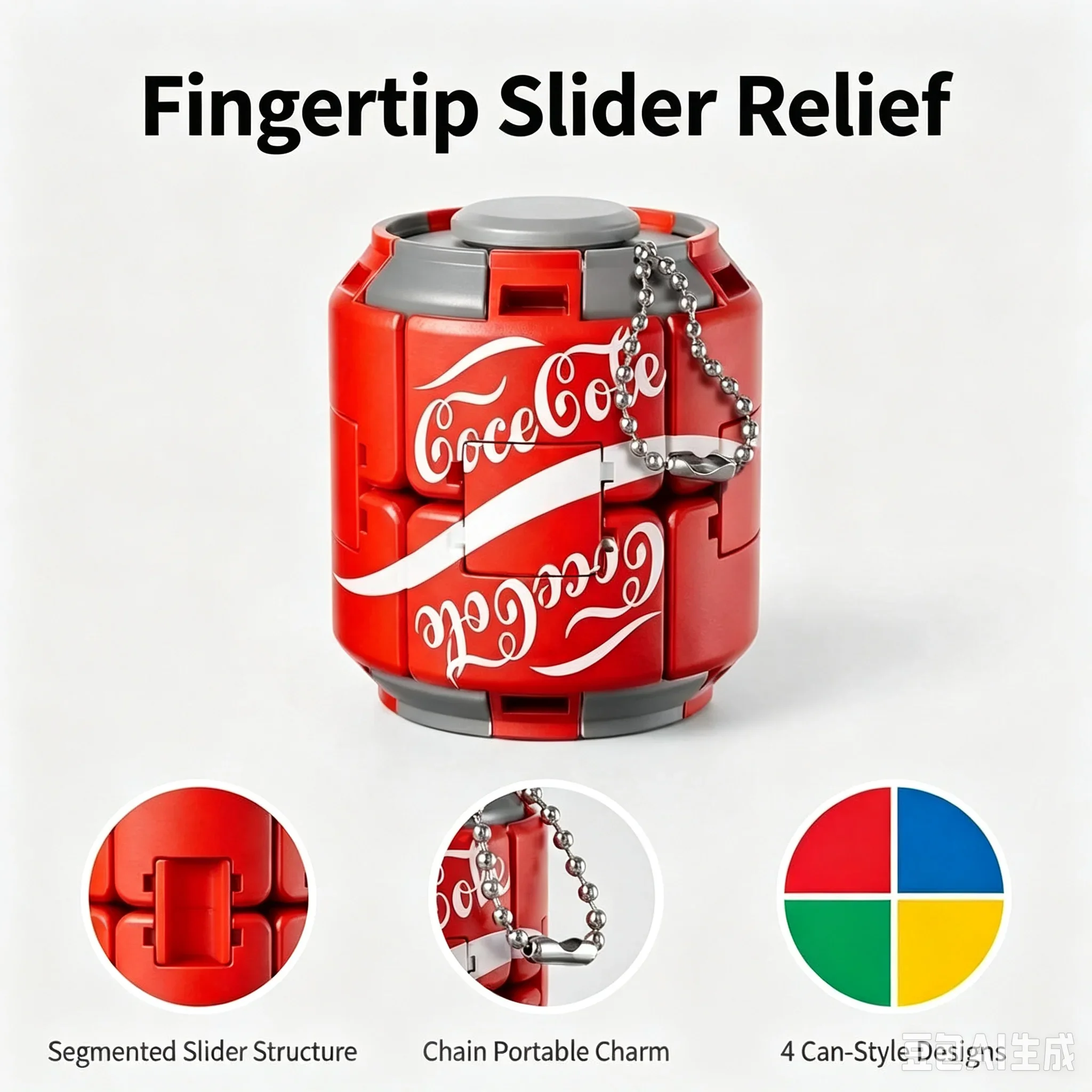 Soda Can Fidget Toy Transforming Spinner Keychain One Press Shape Change Portable Desk Travel Novelty Toy For Fidget Toy Lovers