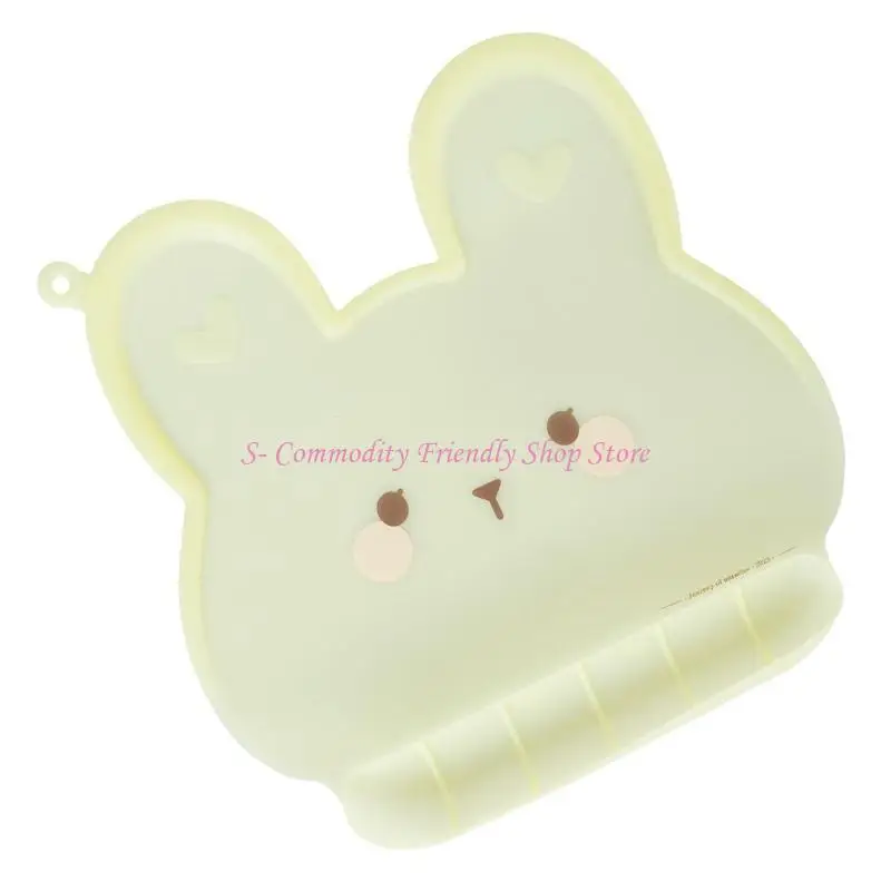

85AE Silicone Rabbit Tablemats with Catching Pocket Kid Placemats Baby Feeding Plate for Toddler Reusable Mat