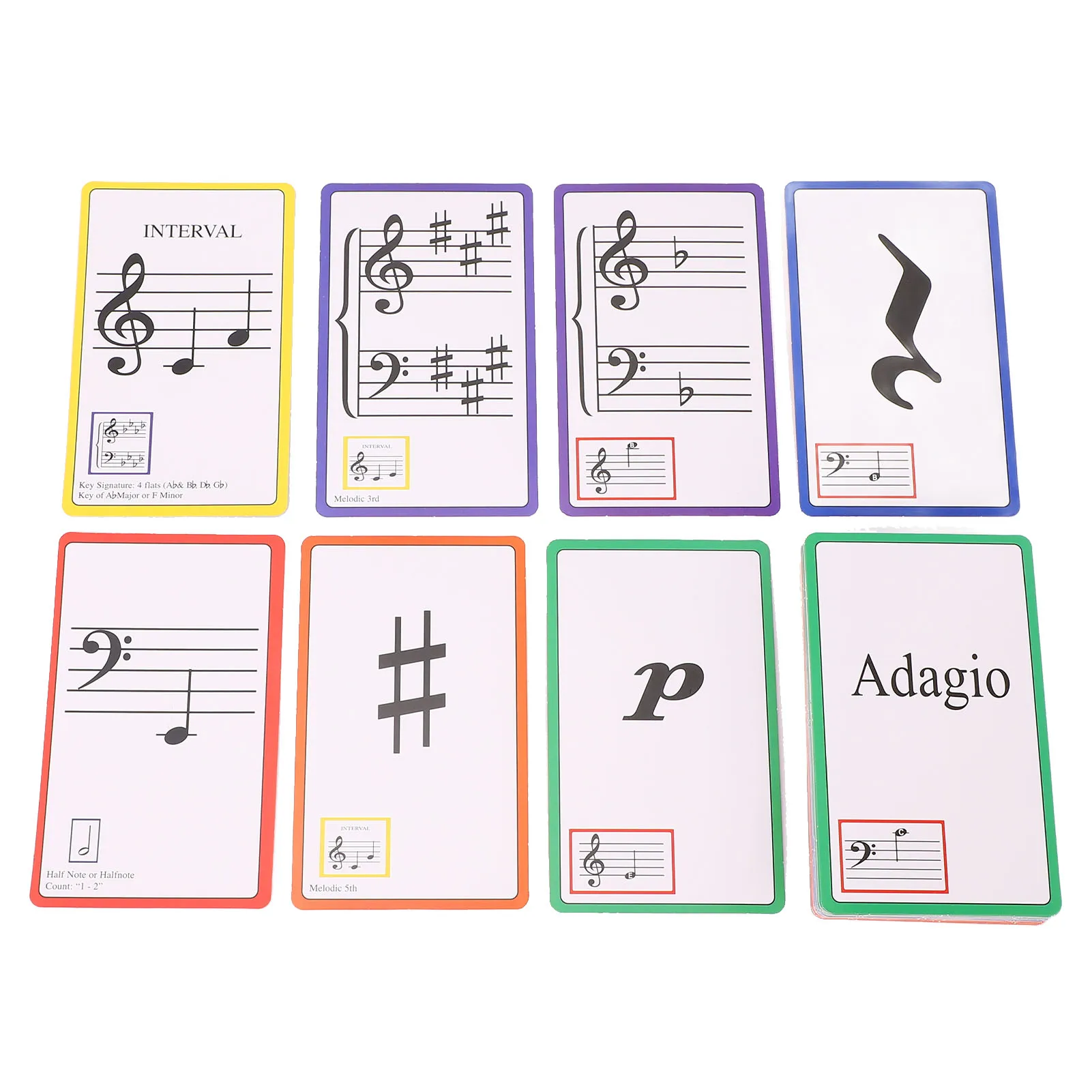 50 قطعة من بطاقات فلاش الموسيقى المزودة بالألوان على الوجهين بطاقات فلاش البيانو للتعلم #1